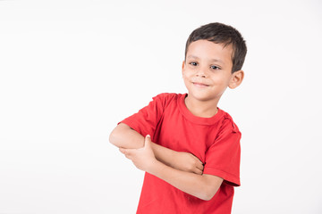 Arab child standing on white background