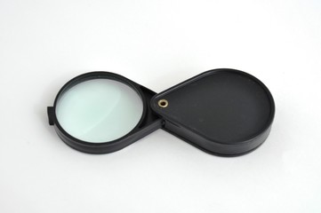 magnifying glass in folding case on a light background