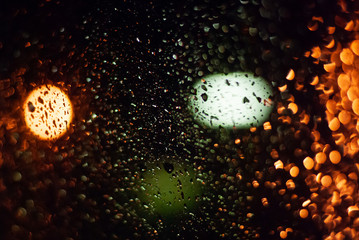 Light spots and raindrops abstract background
