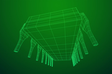 Microchip quantum processor, micro-processor with board electronic CPU wireframe low poly mesh vector illustration