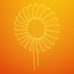Toroidal Coil Inductor wireframe low poly mesh vector illustration