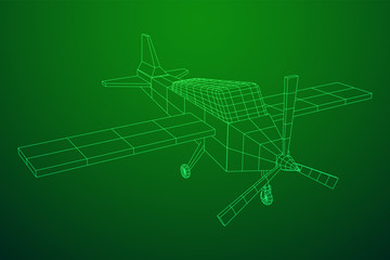 Plane Abstract polygonal wireframe airplane. Travel aircraft, tourism and vacation concept. Wireframe low poly mesh vector illustration