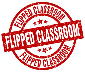 flipped classroom round red grunge stamp