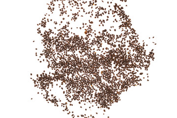 black granulated tea on a white background, isolate