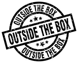 outside the box round grunge black stamp