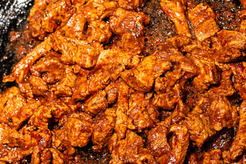 ragout mini pieces of meat flavored delicious background background closeup background culinary