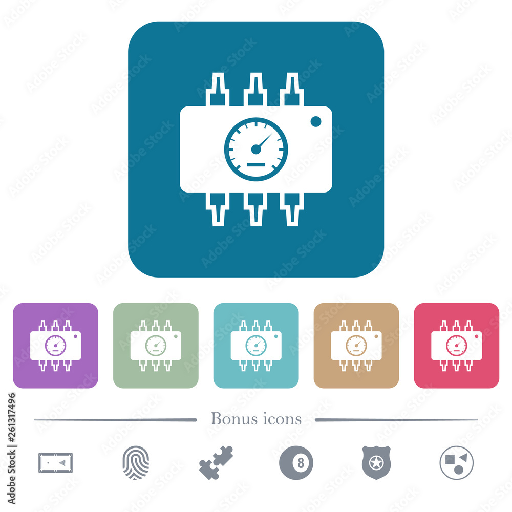 Poster hardware diagnostics flat icons on color rounded square backgrounds