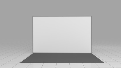 3d render press wall 4x2.5 meters. Backdrop. Mockup. 3d render isolated on white background. High Resolution Template
