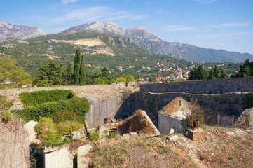 Ancient fortifications in Montenegro. View of Spanjola Fortress  ( Spanish fortress ) in Herceg Novi city