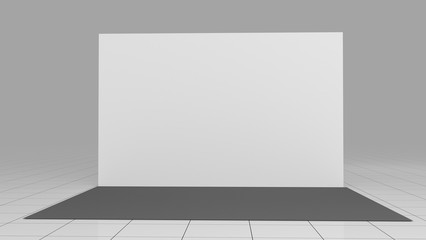 3d render press wall 4x2.5 meters. Backdrop. Mockup. 3d render isolated on white background. High Resolution Template