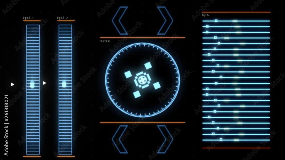 Poster target scanner with radar rotation, display computer data, high tech concept. animation. close up fo