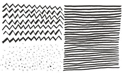 Hand drawn doodle black and white zigzag and any elements background