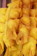 Crispy fried pork dumplings at street food