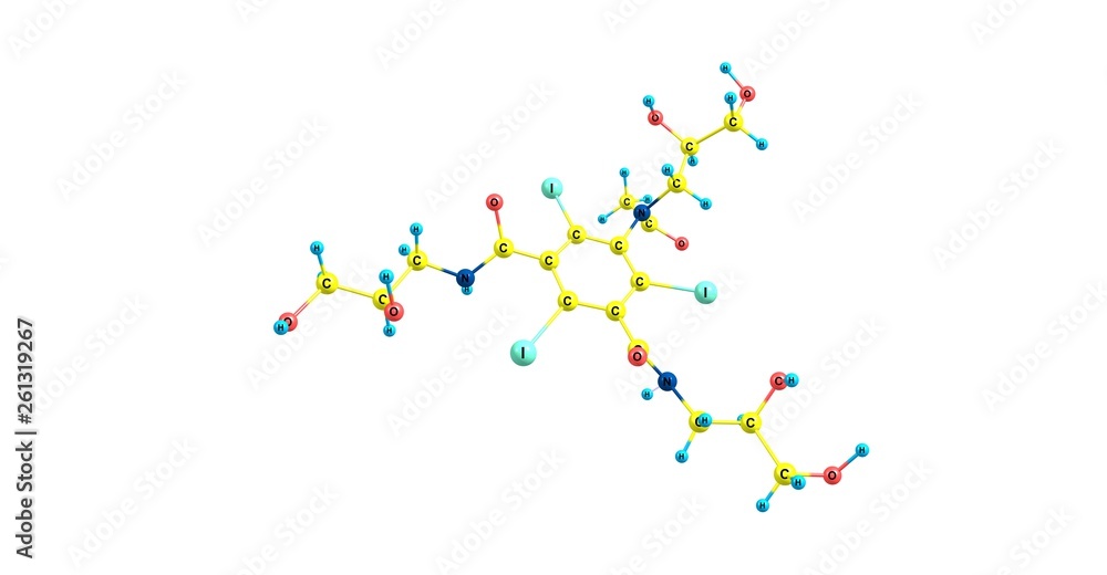 Poster Iohexol molecular structure isolated on white