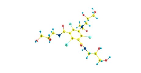 Iohexol molecular structure isolated on white