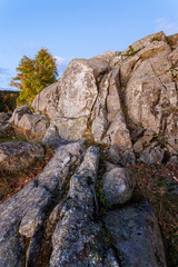 Rock cliff in sunset light