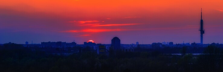 Obraz premium Sunset Panorama Hannover