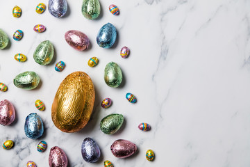 Easter egg chocolate treats wrapped in shiny coloured foil