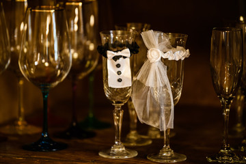 two glasses of champagne ready for the wedding day toast