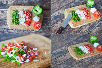 green pepper, onions, tomatoes, chopped