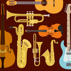 jazz day poster with set instruments