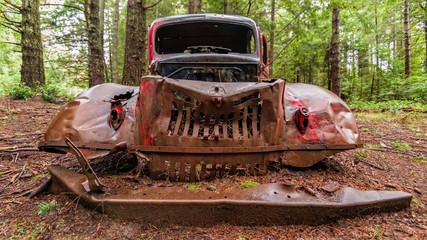 An Old Rusty Vehicle in the Forest