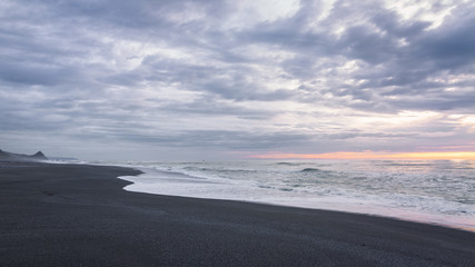 Black Sand Beach Landscape at Sunset, Trinidad, California