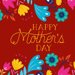 happy mothers day card with floral decoration