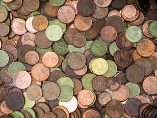 lot of euro coins on a table