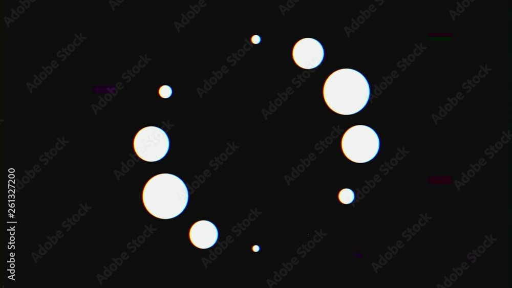 Poster abstract background with glitch effect on black background. animation. abstract dots moving in circl