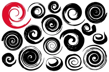 Foto op Plexiglas Grillige spiraalvormige symbolen set met de hand geschilderd met waterverf © str33tcat