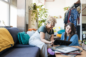 Friends listening to music together at home