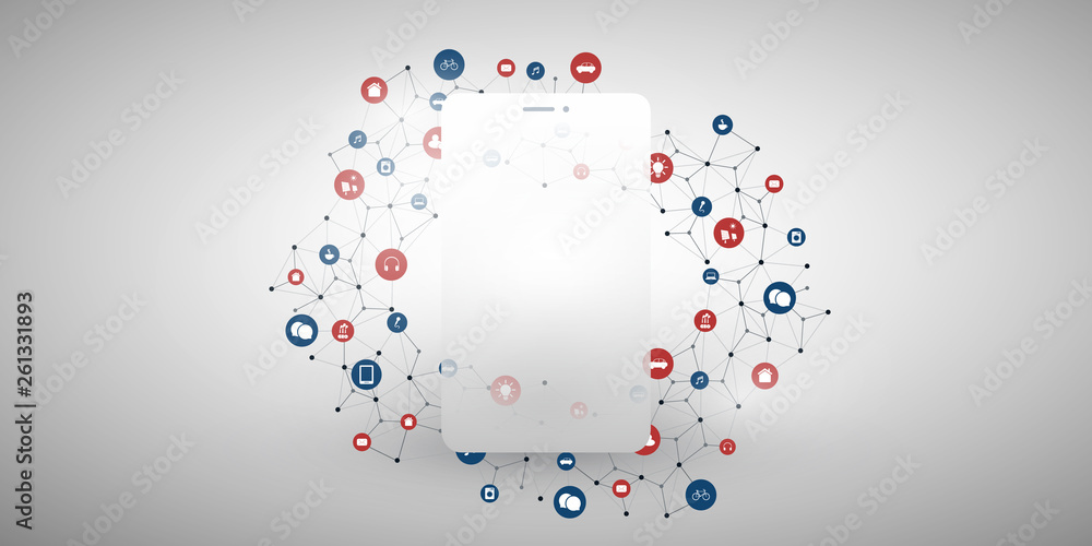 Poster colorful cloud computing, internet of things design concept with icons - digital network connections