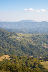 walk on the antola mountain in Italy on a sunny day