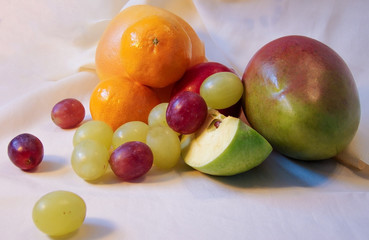 Fresh fruits on a white background