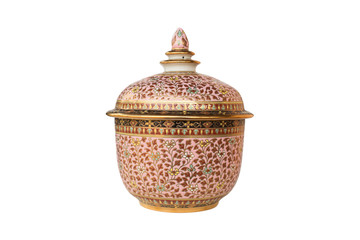 thailand style benjarong casket colorful isolated on white background