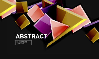 Glossy squares and triangles geometric backgrounds