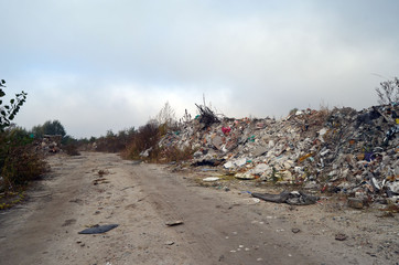 Ecology of Ukraine. Nature near Ukrainian capital.Environmental contamination. Illegal junk dump. Near Kiev, Ukraine