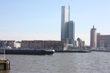 Obraz premium a journey to discover the modern and futuristic architectural city of Rotterdam, between bridges and skyscrapers