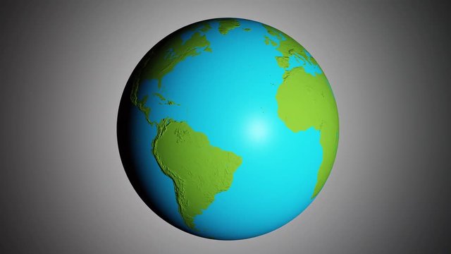 Graphic 3d animated earth showing the borders of the country Israel (without Gaza Strip and West Bank) and the capital Jerusalem in 4K resolution at daytime