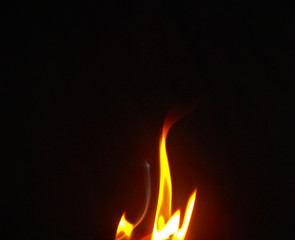 flame of fire on black background