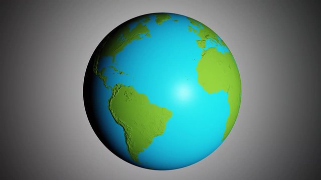 Graphic 3d animated earth showing the borders of the country Israel (with Gaza Strip and West Bank) and the capital Jerusalem in 4K resolution at daytime