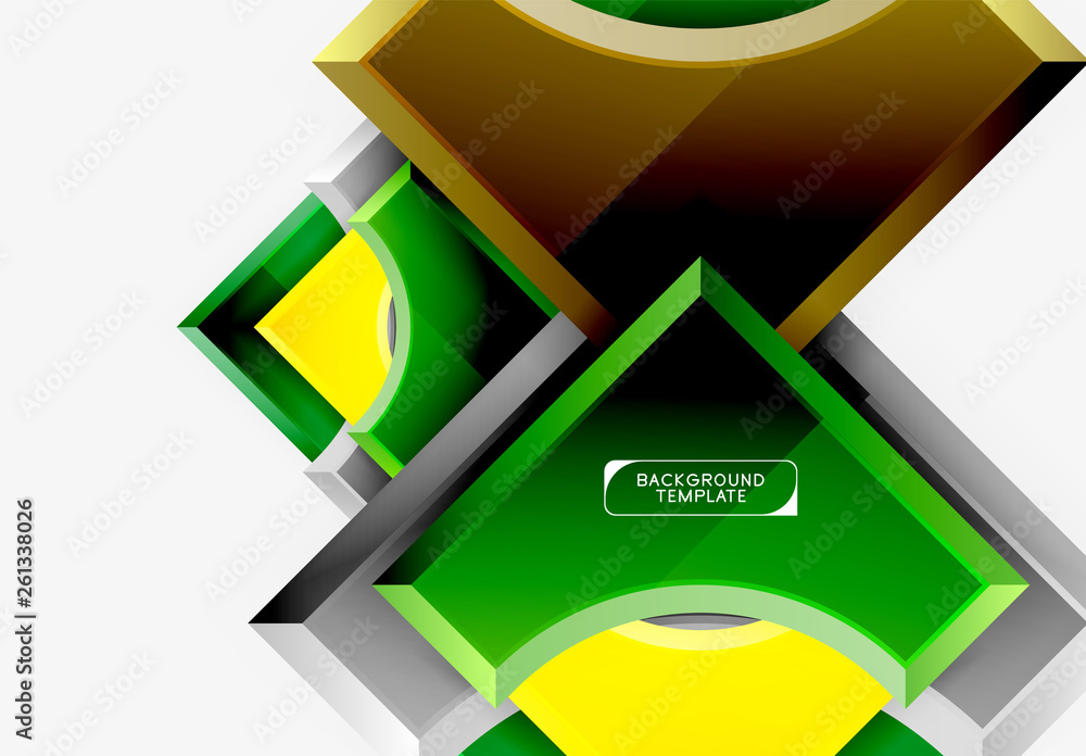 Fototapete 3d futuristic shapes vector abstract background made of glossy pieces with light effects