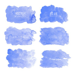Blue watercolor background, Pastel watercolor logo, Vector illustration..