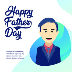 Happy Fathers Day poster, illustration photo father, celebrate card