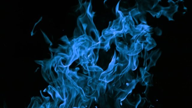 Blue Fire Flames in Super Slow Motion, Shooted with High Speed Cinema Camera at 1000fps.