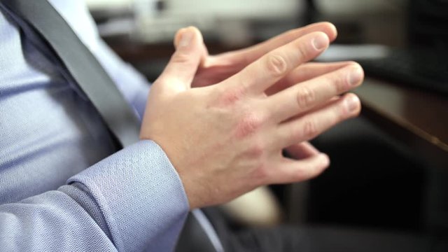 Business Man Thinking hands cloce up