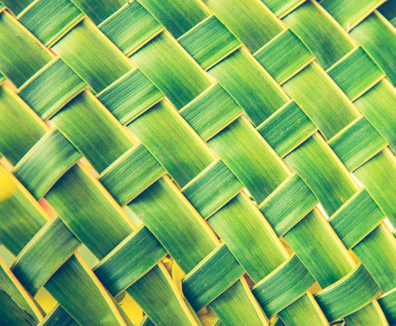 Abstract Zig Zag interlocking of leaf , leaf Green woven Background