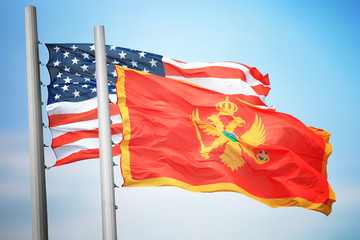 Flags of Montenegro and the USA