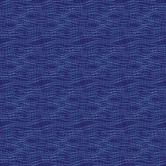Vector seamless pattern with wavy drawn lines on a blue background